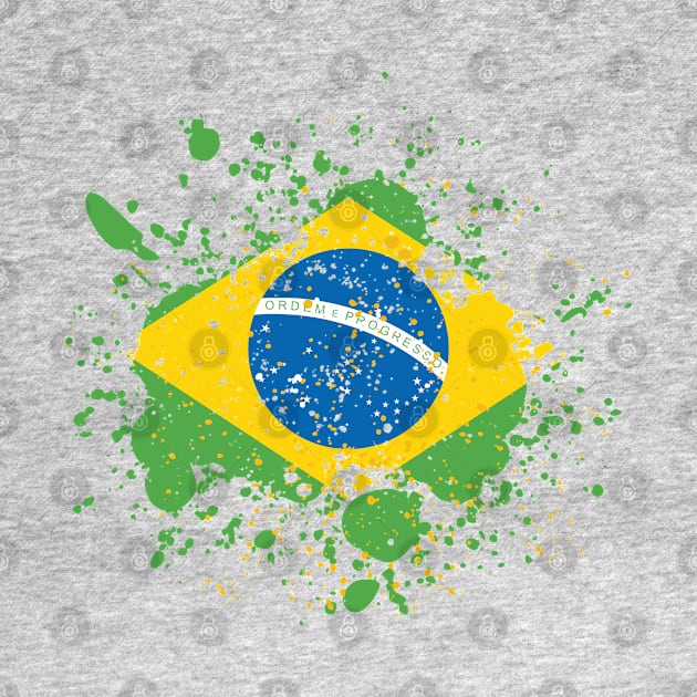 Grunge Brazilian Flag by Jamie Lee Art